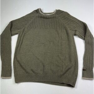 Columbia Sportswear Men's XL  Tall Olive Green Ribbed Cotton Crew Neck Sweater